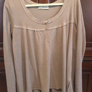 Taupe thermal smock top